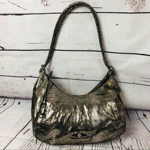 Elliott Lucca Leather Metallic Gold Shoulder Bag